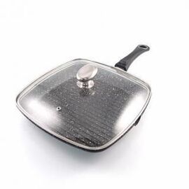 Poele Grill 28 X 28 Cm Pradel + Couvercle Verre + Poignee Amovible