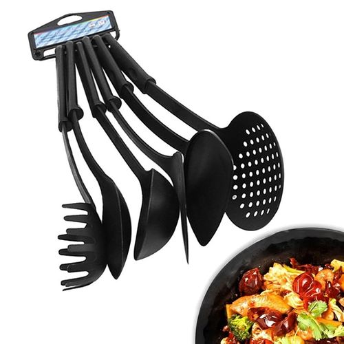Ensemble D'ustensiles De Cuisine Multifonctions En Nylon, Pelle Noire, Cuillère, Louche À Soupe, Spatule Antiarina, Outils De Cuisine, Gadget F2, 1 Ensemble