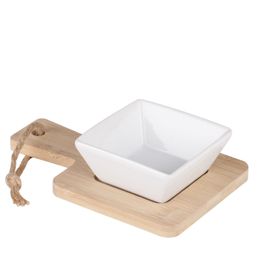 Set Apérif Carré 2 Pièces - Plateau En Bambou - Beige