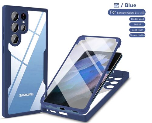Coque pour samsung A52 4G/5G, coque de protection avec trou d'empreinte digitale - Bleu
