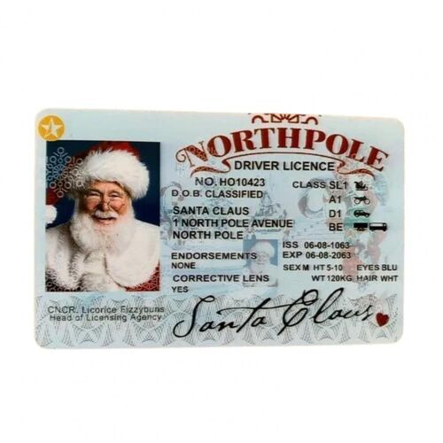 Permis de conduire en PVC, aspect réaliste, cadeau de noël pour les enfants, pour le père noël