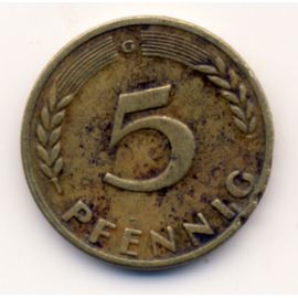 Pièce De 5 Pfennig 1949 Bank Deutscher Länder, Variante G