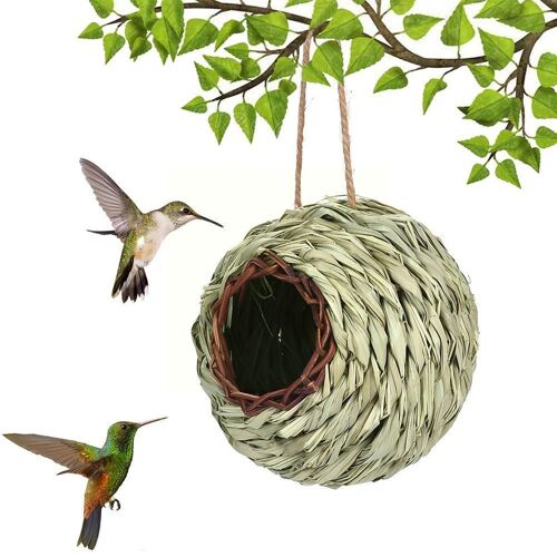 Nid D'oiseau En Paille Tissé À La Main, Sphblades, Colibri, Nichoir, Jardin, Décoration, Maison, Extérieur, Face, Z1r9