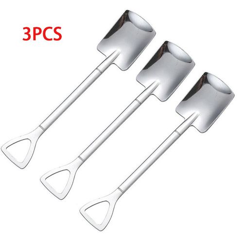 3 Pièces Pelle Cuillère Fourchette Pelle À Café Cuillère Poignée De Pelle Cuillère À Dessert Cuillère À Glace Cuillère Fourchette À Fruits En Forme De Pelle
