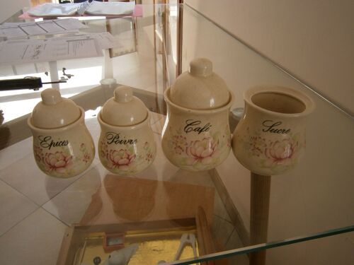 Pots A Ingredients Epices Cafe Sucre Poivre Vintage A Fleurs Lot De 4 Avec 3 Couvercles