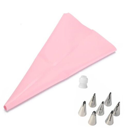 Douilles De Décoration De Gâteaux En Silicone, 9 Sachets De Crème Glacée + 7 Douilles De Jupe Pour Filles, Outils De Décoration De Pâtisserie À Faire Soi-Même