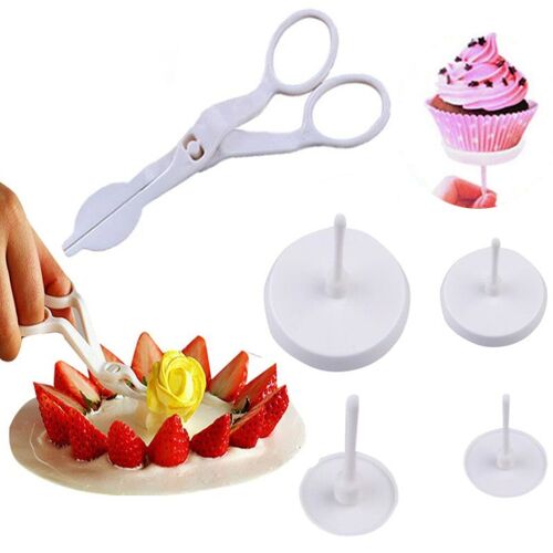 Support De Cuisson De Gâteaux, Outils, Fleur, Clous, Ciseaux, Passepoil, Rose, Élévateur De Décor, Plateau De Décoration De Gâteaux, 5 Pièces/Lot
