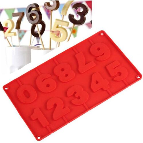 Moule À Biscuits En Silicone Avec Chiffres De 0 À 9, Ustensiles De Cuisson Ronds Pour Sucettes, Pudding, Gelée, Bonbons, Chocolat, Savon