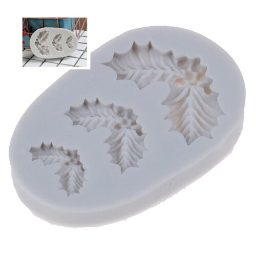 Moule À Gâteau Fondant De Noël En Silicone, Décoration De Houx, À Chocolat, À Bonbons, À Biscuits, Pâtisserie, À Faire Soi-Même, Outils De Cuisson