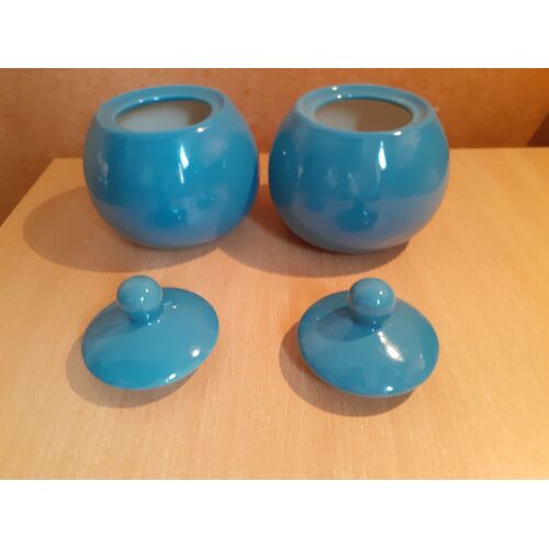 Lot De 2 Pots Ronds Avec Couvercle En Céramique