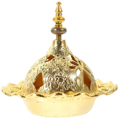 Brûleur d'encens en cuivre à garniture métallique, support créatif inséré