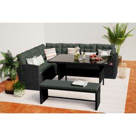 Moorea Salon De Jardin Résine Gris Foncé 8 Places