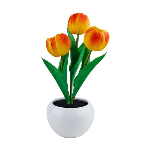 Veilleuses LED Tulipe à Intensité Réglable pour Pot de Fleurs, Lampe à Recharge USB, T-shirts d'Massage, Fournitures de Décoration pour la Maison