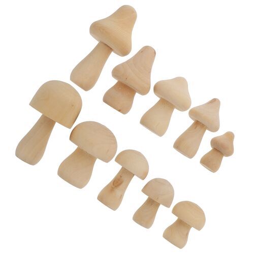Figurines De Champignons En Bois, Peinture De Chevilles En Bois, Artisanat Du Monde, Décor Artistique Inachevé, Poupées Simples, Petit Jeu, Formes De Champignons
