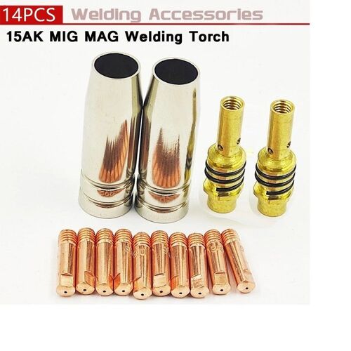 Chalumeau ? Souder 15Ak, 14 Pi¿¿ces, Consommables, 0.6 1.2Mm, Mig, Support De Pointe De Buse De Gaz, Outil De Soudage, Accessoires 9109-May14A04044
