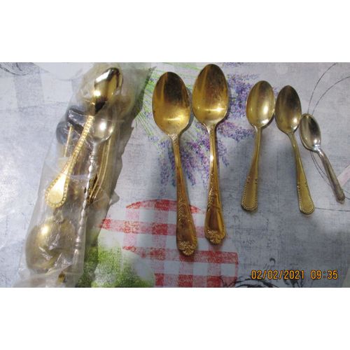 Lot Petites Cuillères Dorées - Canards Reposes-Couverts -