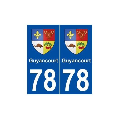 78 Guyancourt Blason Autocollant Plaque Stickers Ville - Couleur : Droits - Angles : Droits