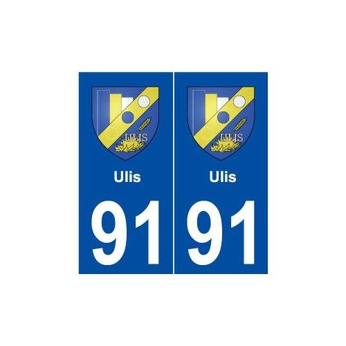 91 Ulis Blason Autocollant Plaque Stickers Ville - Couleur : Droits - Angles : Droits