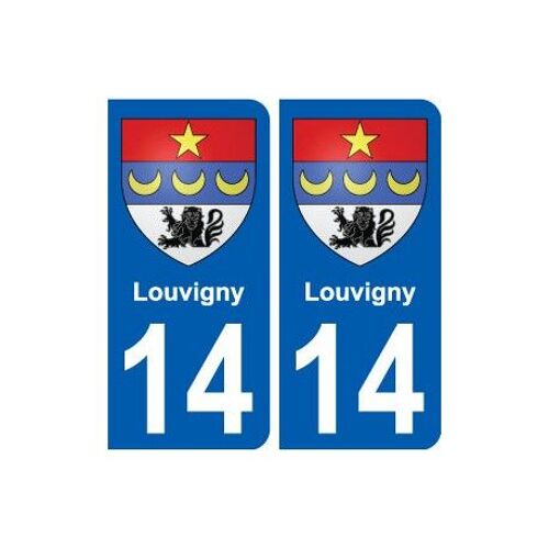 14 Louvigny Blason Ville Autocollant Plaque Sticker - Couleur : Droits - Angles : Droits