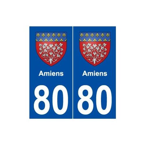 80 Amiens Blason Autocollant Plaque Stickers Ville - Couleur : Droits - Angles : Droits