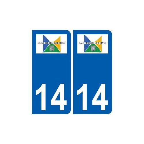 14 Saint-Pierre-Sur-Dives Logo Ville Autocollant Plaque Sticker - Couleur : Droits - Angles : Droits