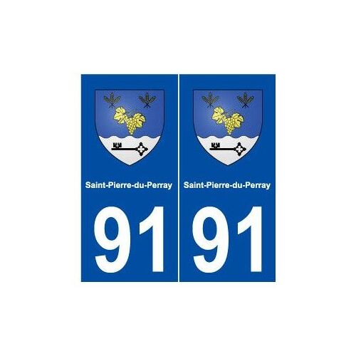 91 Saint-Pierre-Du-Perray Blason Autocollant Plaque Stickers Ville - Couleur : Droits - Angles : Droits