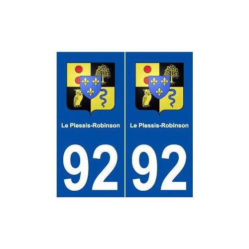 92 Le Plessis-Robinson Blason Autocollant Plaque Stickers Ville - Couleur : Droits - Angles : Droits