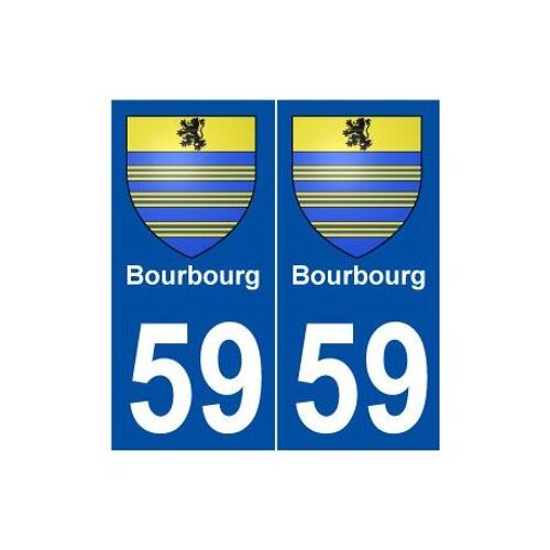 59 Bourbourg Blason Autocollant Plaque Stickers Ville - Couleur : Droits - Angles : Droits
