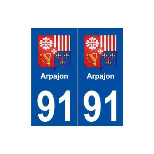 91 Arpajon Blason Autocollant Plaque Stickers Ville - Couleur : Droits - Angles : Droits