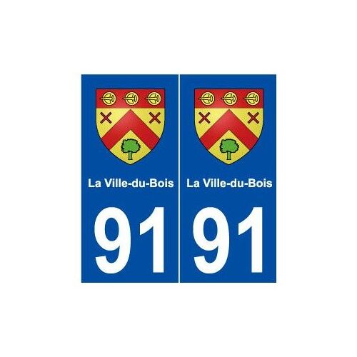 91 La Ville-Du-Bois Blason Autocollant Plaque Stickers Ville - Couleur : Droits - Angles : Droits
