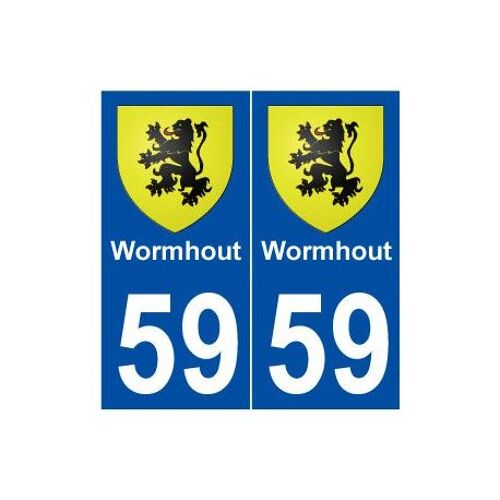 59 Wormhout Blason Autocollant Plaque Stickers Ville - Couleur : Droits - Angles : Droits