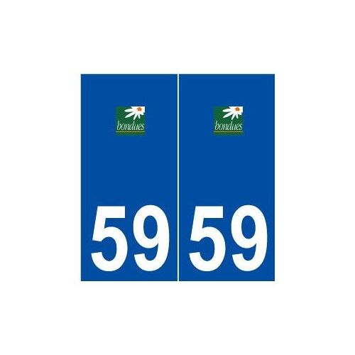 59 Bondues Logo Autocollant Plaque Stickers Ville - Couleur : Droits - Angles : Droits
