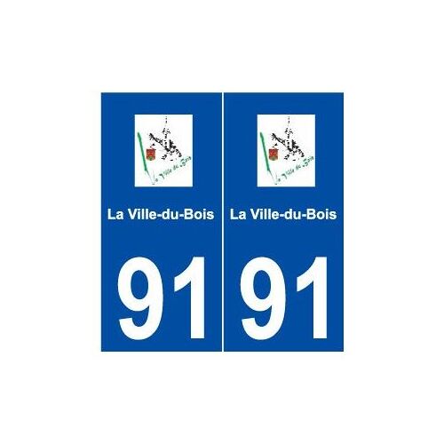 91 La Ville-Du-Bois Logo Autocollant Plaque Stickers Ville - Couleur : Droits - Angles : Droits