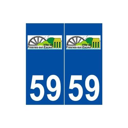 59 Fresnes-Sur-Escaut Logo Autocollant Plaque Stickers Ville - Couleur : Droits - Angles : Droits