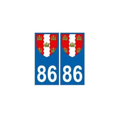 86 Vienne Autocollant Plaque Blason Armoiries Stickers Département - Couleur : Droits - Angles : Droits