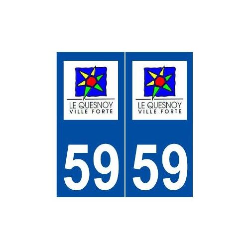 59 Le Quesnoy Logo Autocollant Plaque Stickers Ville - Couleur : Droits - Angles : Droits