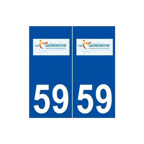 59 La Madeleine Logo Autocollant Plaque Stickers Ville - Couleur : Droits - Angles : Droits