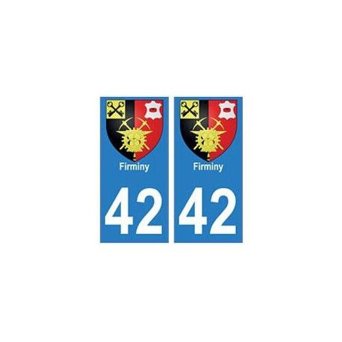 42 Firminy Autocollant Plaque Blason Armoiries Stickers Département - Couleur : Droits - Angles : Droits