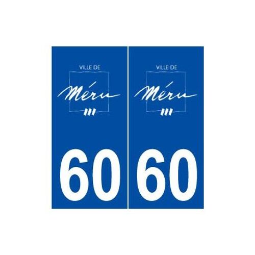 60 Méru Logo Autocollant Plaque Stickers Ville - Couleur : Droits - Angles : Droits