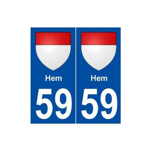 59 Hem Blason Autocollant Plaque Stickers Ville - Couleur : Droits - Angles : Droits