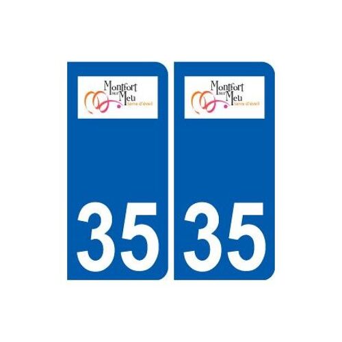 35 Montfort-Sur-Meu Logo Autocollant Plaque Stickers Ville - Couleur : Droits - Angles : Droits