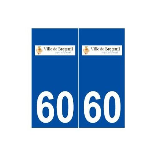 60 Breteuil Logo Autocollant Plaque Stickers Ville - Couleur : Arrondis - Angles : Arrondis