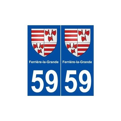 59 Ferrière-La-Grande Blason Autocollant Plaque Stickers Ville - Couleur : Droits - Angles : Droits