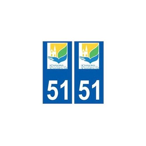 51 Chalons-En-Champagne Logo Autocollant Plaque Stickers Ville - Couleur : Droits - Angles : Droits