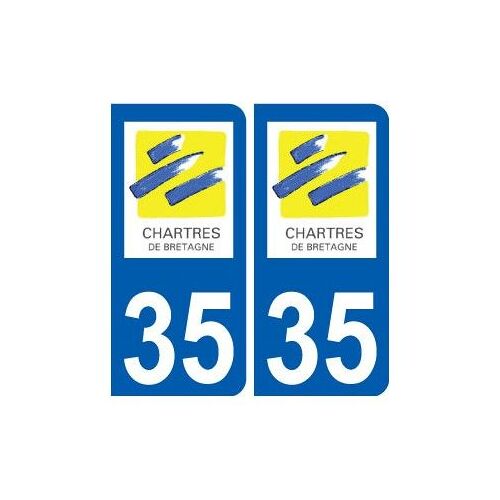 35 Chartres-De-Bretagne Logo Blason Autocollant Plaque Stickers Ville - Couleur : Droits - Angles : Droits