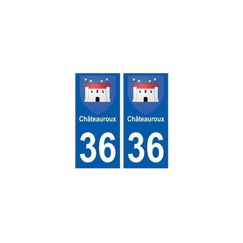 36 Châteauroux Blason Autocollant Plaque Stickers Ville - Couleur : Droits - Angles : Droits