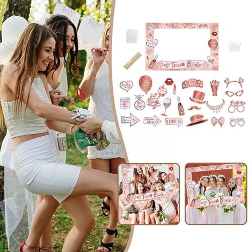 Accessoires de stand Photo de la mariée en équipe, cadre en papier, décorations pour enterrement de vie de jeune fille, fournitures pour fête de mariage, cadeau à main B3b1