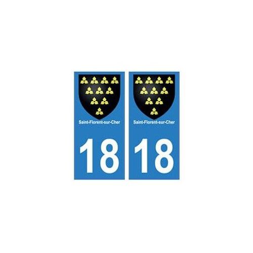 18 Saint-Florent-Sur-Cher Blason Autocollant Plaque Ville - Couleur : Droits - Angles : Droits