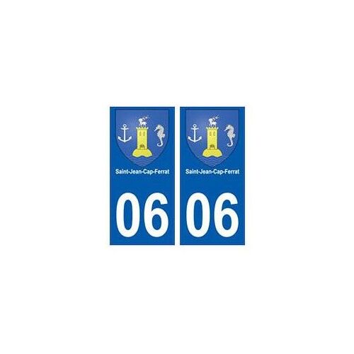 06 Saint-Jean-Cap-Ferrat Blason Autocollant Plaque Ville - Couleur : Droits - Angles : Droits