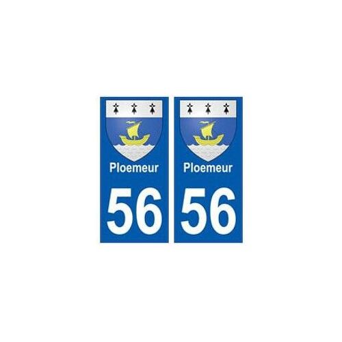 56 Ploemeur Blason Autocollant Plaque Stickers Ville - Couleur : Droits - Angles : Droits